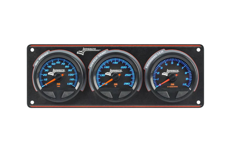 Elite Waterproof Gauge Panel from Longacre, 2 Gauge Oil Pressure/Water Temperature/Tach