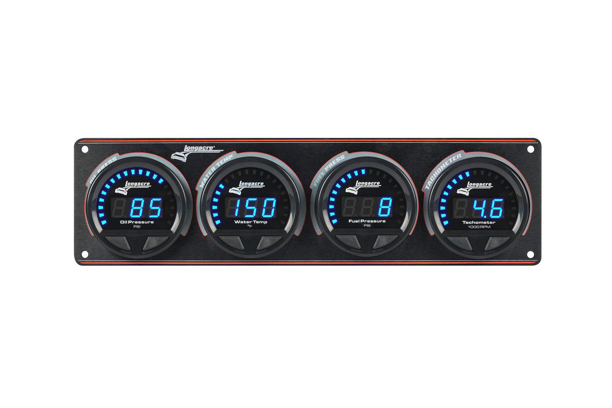 Digital Elite LED Waterproof Gauge Panel From Longacre, 3 Gauge Oil Pressure/Water Temperature/Fuel Pressure/Tach